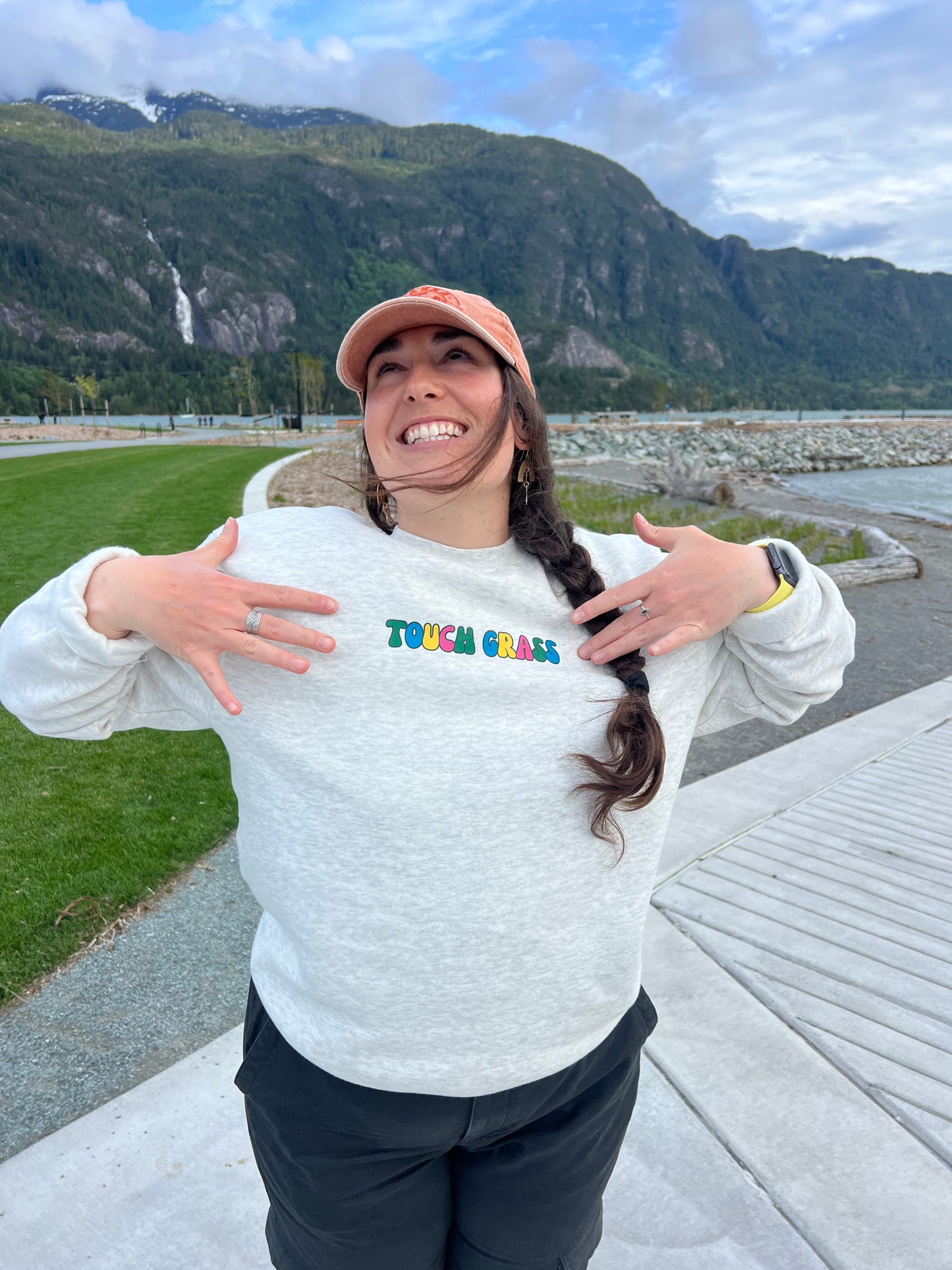 "Touch grass" premium crew neck sweatshirt